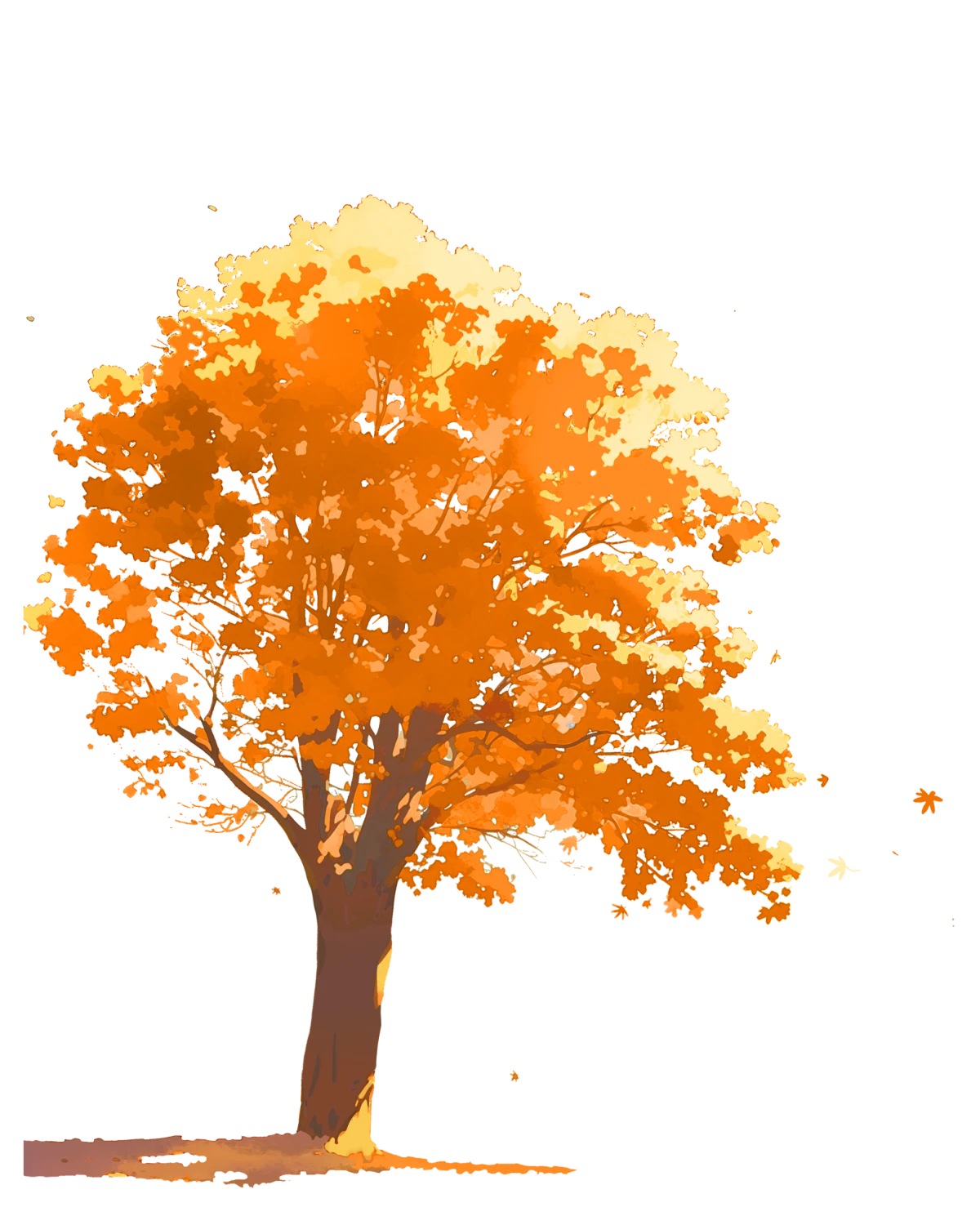 A vibrant orange autumn tree